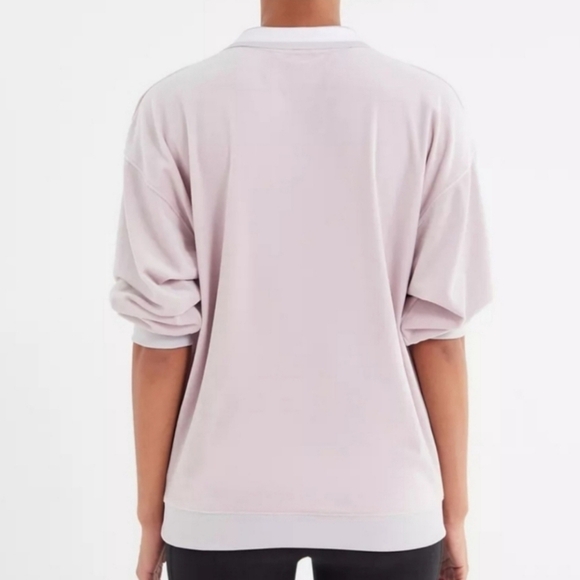 Adidas Winter Ease Lilac Velvet Velour Trefoil Half Zip Pullover Sweatshirt - Picture 4 of 9